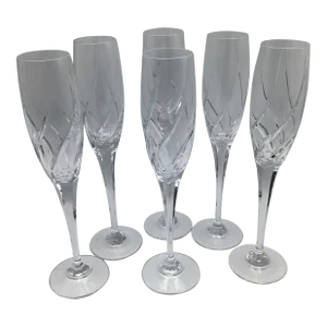 Vintage Mikasa Cut Crystal Olympus Champagne Flutes-Set of 6