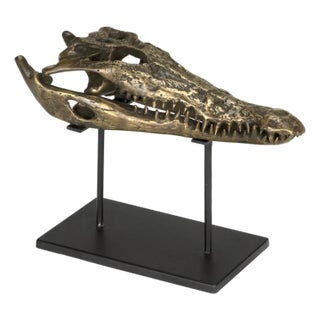 NOIR Brass Alligator On Stand, Medium For Sale