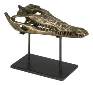 NOIR Brass Alligator On Stand, Medium