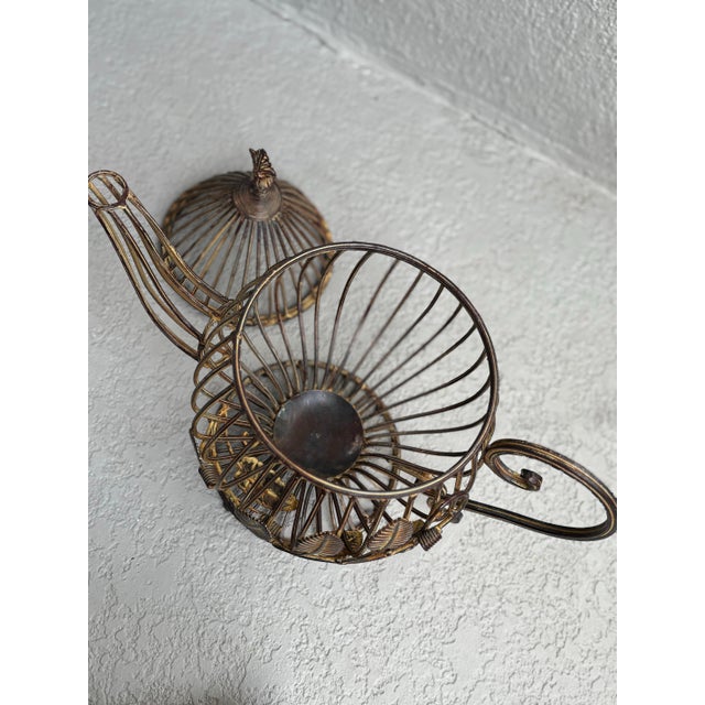 Large Decorative Metal Teapot With Leaf Motifs For Sale - Image 11 of 12