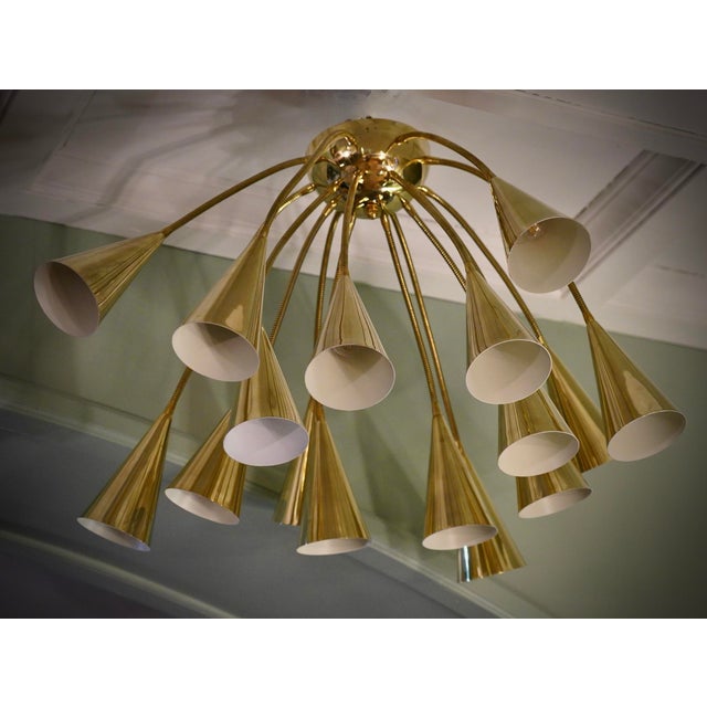 Sputnik Semi Spherical Brass Chandelier and Pendant, 1990s For Sale - Image 4 of 10