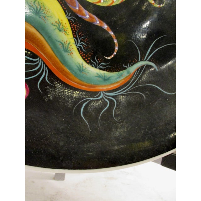 French Deco designed Limoges charger with fantasy birds. Signed to back in hand written script. Size of Platter 15.75"...