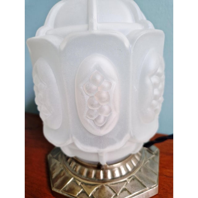 Art Deco Night Light in Nickel-Plated Bronze and Frosted Glass, 1920s For Sale - Image 6 of 18