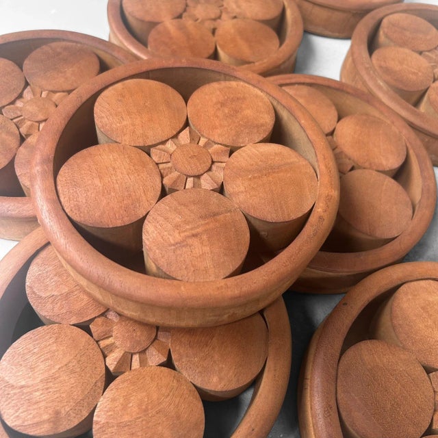 Japanese Wooden Plum Blossom Ornaments, 1920s, Set of 9 For Sale - Image 6 of 17