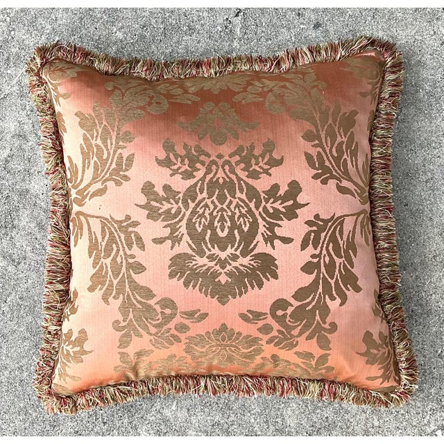 Vintage Fortuny Jaquard With Caterpillar Fringe Pillow For Sale - Image 13 of 16