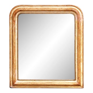 19th Century French Louis Philippe Two-Tone Giltwood and Beige Wall Mirror For Sale
