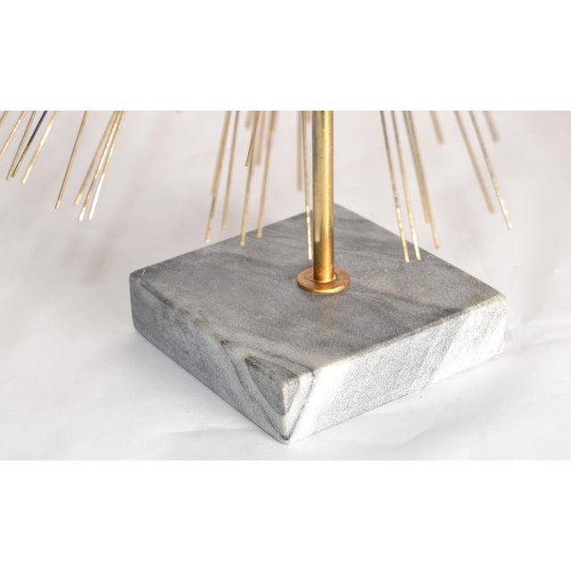1980 Curtis Jeré Style Sunburst Dandelion Brass Sculpture Mounted on Marble Base For Sale In Miami - Image 6 of 16