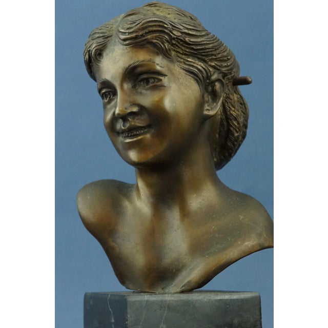 20th Century Bronze Bust Sculpture of Girl with a Laugh by Vincenzo Gemito, Italy For Sale - Image 15 of 18