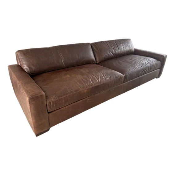Rh Maxwell Leather Sofa – 10' Luxe Depth in Italian Berkshire Leather (Cocoa) For Sale