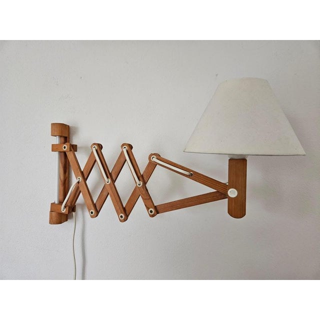 Wood Mid-Century Modern Swedish Scissor Wall Lamp from Ikea, 1979 For Sale - Image 7 of 16