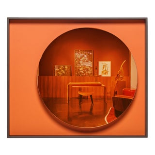 Orange Glass and Lacquered Wood Frame Mirror Moon by Reda Amalou Design For Sale