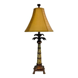 1980s Vintage Coastal Boho Chic Hollywood Regency Palm Tree Lamp For Sale