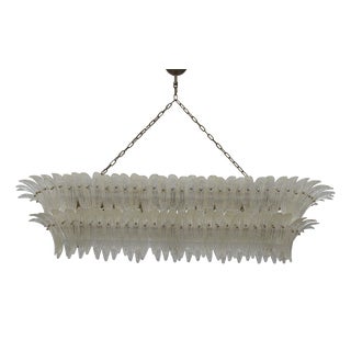 Mid-Century Modern Italian Suspension Lamp in Transparent Murano Glass and Brass For Sale