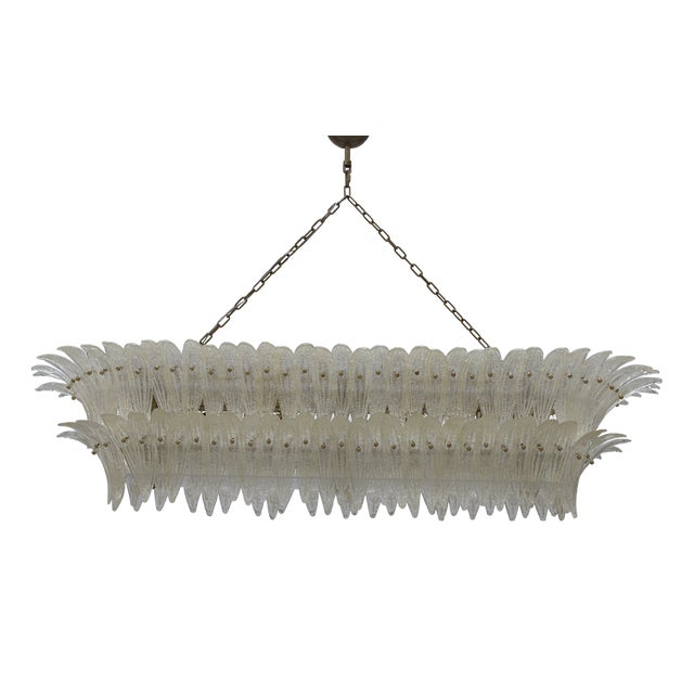 Mid-Century Modern Italian Suspension Lamp in Transparent Murano Glass and Brass For Sale