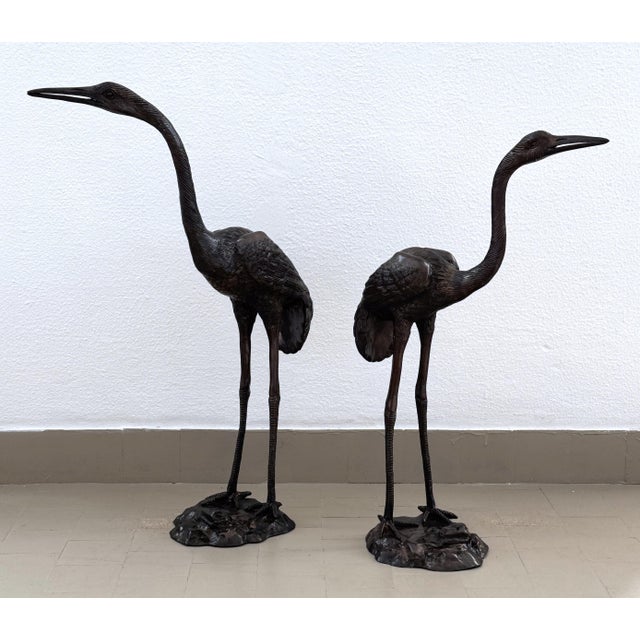 Large Burnished Brass Heron Sculptures, Italy, 1970, Set of 2 For Sale - Image 11 of 18