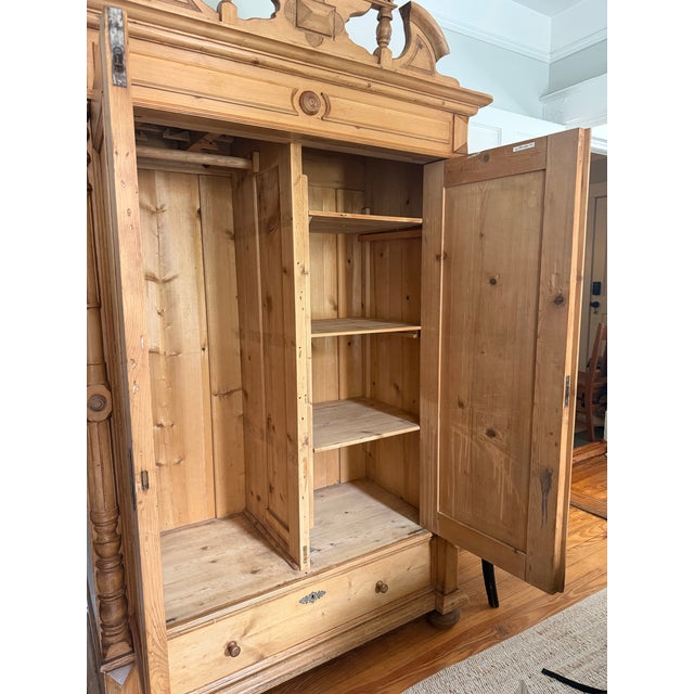 Antique German Pine Armoire For Sale - Image 4 of 7