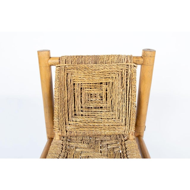 Brown Lounge Chairs in Wood and Braided Rope by Audoux-Minet for Vibo Vesoul, France, 1950s, Set of 2 For Sale - Image 8 of 12