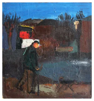 Aleksandr Rodin, Walk, Oil on Cardboard