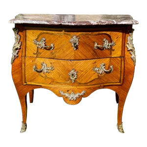 Louis XV Style Marquetry Commode with Bronze by Cheval, 19th Century
