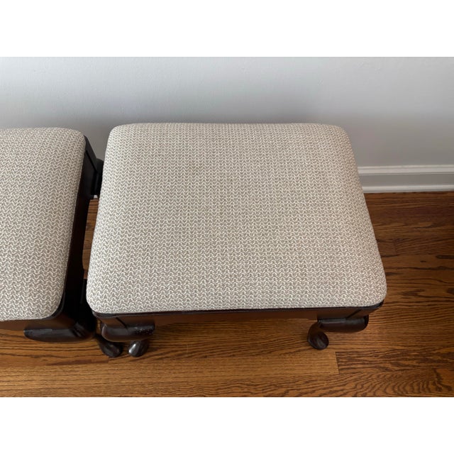 Late 20th Century Late Twentieth Century Statton Old Towne Queen Anne Mahogany Footstools or Benches, a Pair For Sale - Image 5 of 10