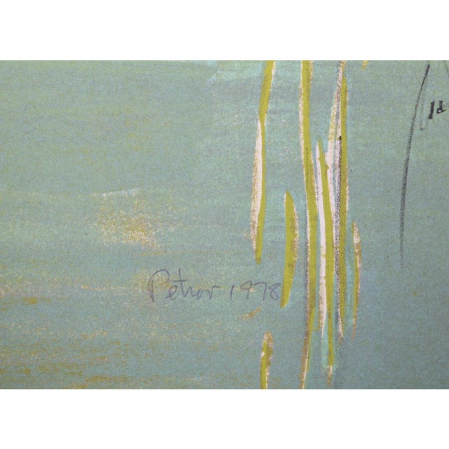 A lithograph by the American artist, Dimitri Petrov (1919 - 1986) that is titled "Untitled - Green Abstract" from 1975. It...