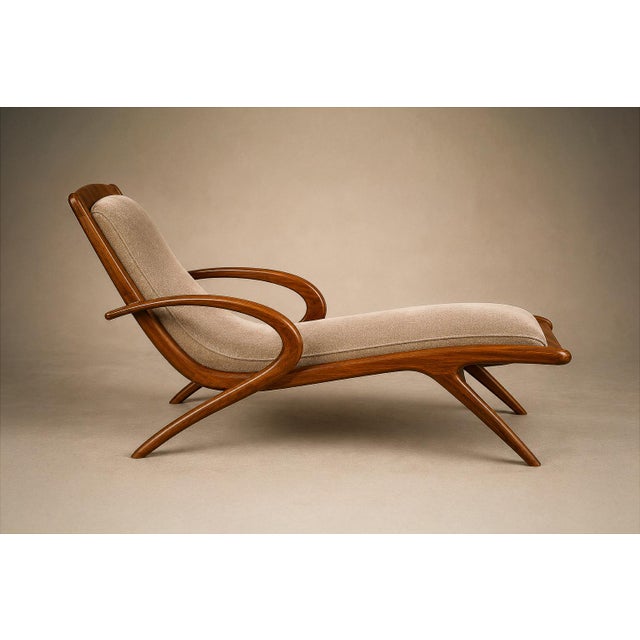 Cinnamon Rare Brazilian Modern Chaise Lounge in Caviúna and Mohair, John Graz, 1950s For Sale - Image 8 of 18
