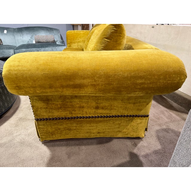 Kreiss Attributed to Kreiss Nailhead Trim Velvet Sofa For Sale - Image 4 of 4