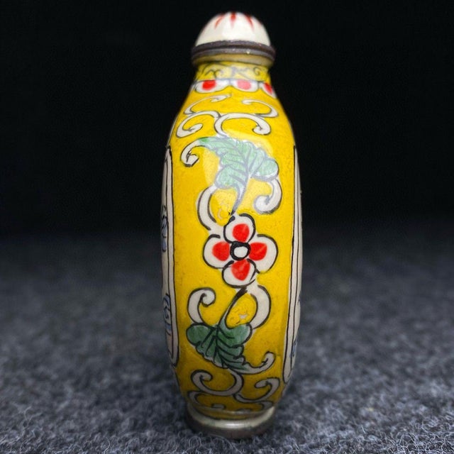 Chinese Vintage Chinese Cloisonné Enamel Snuff Bottle With Blue Dragon Motif For Sale - Image 3 of 9