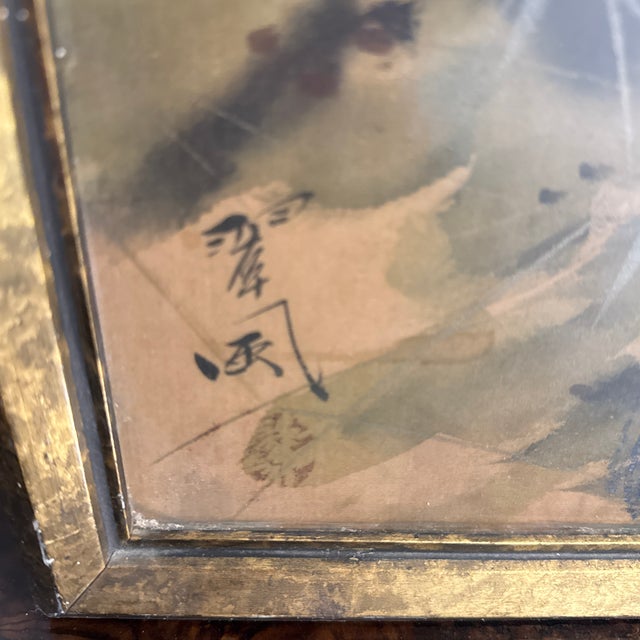 A large Chinese painting on silk of a tiger in the bamboo brush. The tiger is extremely well executed and is in excellent...