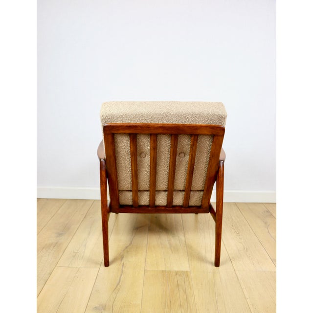 Polish Beige Gold Bouclé Lounge Chair, 1970s For Sale - Image 3 of 11