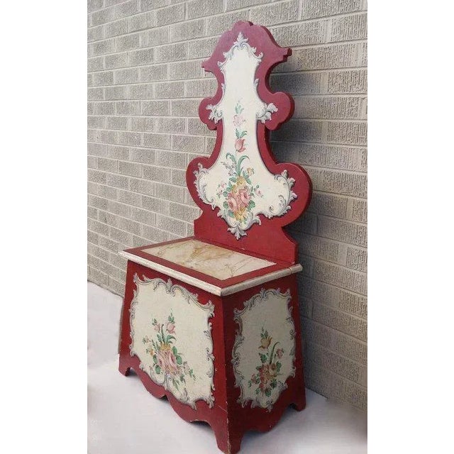 Italian Vintage Italian Painted Hall Seat Chair Storage For Sale - Image 3 of 7