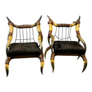 Pair of Antique Horn Chairs For Sale