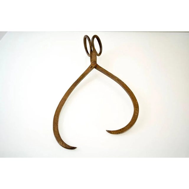 Antique Vintage Industrial Hand-Forged Cast Iron Ice Block Tongs For Sale - Image 4 of 9