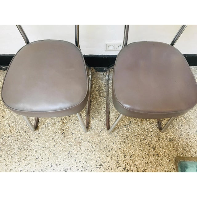 Mid-Century Modern Set of Mid-Century Leatherette & Tubular Steel Chairs For Sale - Image 3 of 11