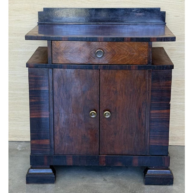 Art Deco Side Cabinets or Nightstands with Ebonized Details and Drawers, 1950s, Set of 2 For Sale - Image 4 of 17