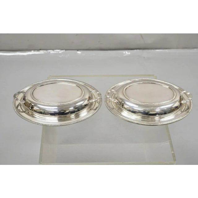 Vintage Poole Silver Co Silver Plated Lidded Serving Platter Dish - a Pair. Circa Mid 20th Century. Measurements: 3.25" H...