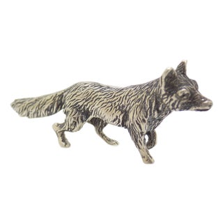 Vintage Italian Handmade Silver Fox Figurine, 1960s For Sale