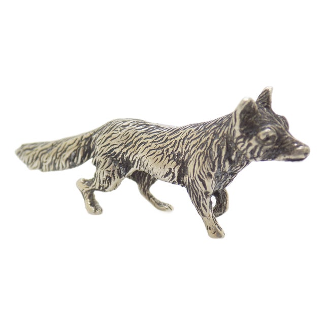 Vintage Italian Handmade Silver Fox Figurine, 1960s For Sale