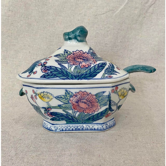 Vintage Ceramic Floral Gravy Boat With Lid and Ladle Chairish