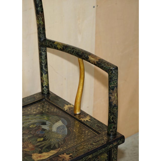 Chinese Ming Style Lacquered & Painted Armchair, 1900s For Sale - Image 14 of 18