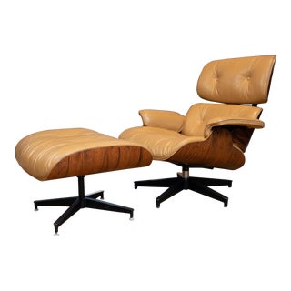 Mid Century Modern Eames Style Lounge Chair and Ottoman For Sale