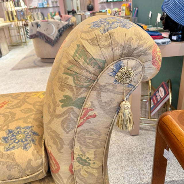 Vintage Gold Upholstered Slipper Chair For Sale - Image 9 of 11