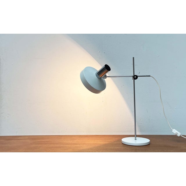 Mid-Century Modern German Minimalist White and Chrome Table Lamp from Kaiser Leuchten, 1960s For Sale - Image 6 of 18