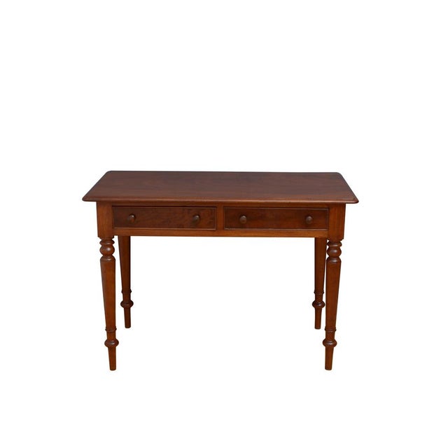 Fine quality, solid mahogany victorian side table / writing table / dressing table, having figured, solid mahogany top...