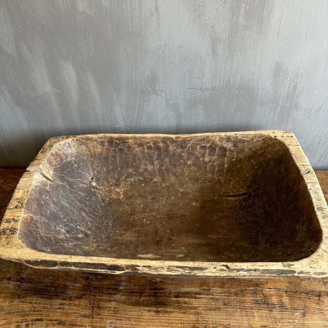 Brown Vintage Wood Trough Decorative Bowl For Sale - Image 8 of 10