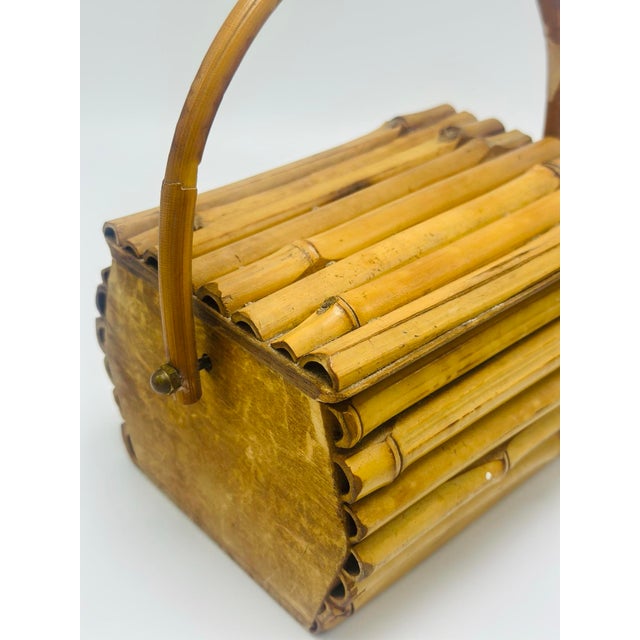 Vintage Bamboo Lidded Basket For Sale - Image 4 of 10