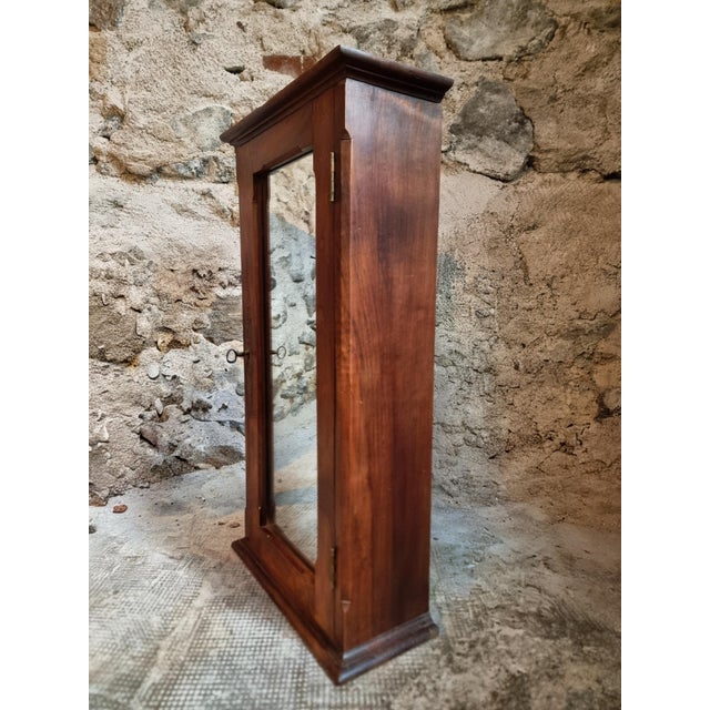 Antique French Walnut Wall Key Cabinet with Mirrored Door, Late 19th Century For Sale - Image 10 of 14
