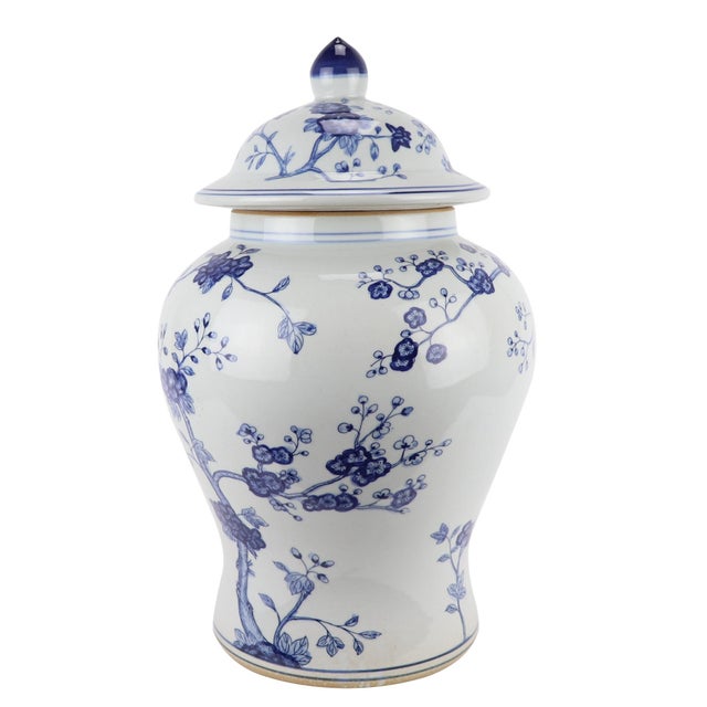 Asian Antique Pair of Floral Ginger Jars With Gold Edging 18" High For Sale - Image 3 of 4