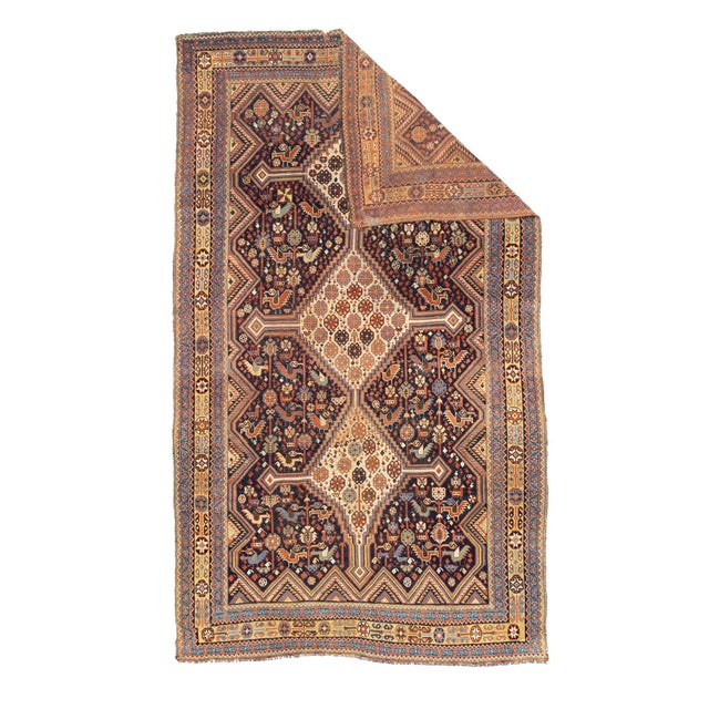 Antique Persian Qashqai Rug 4'5" x 7’7". The best SW Persian, Fars Province nomadic rugs, mostly in scatter formats....