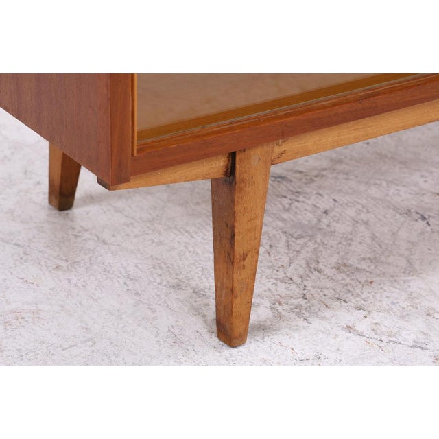 Vintage Walnut Display Cabinet with Glass Sliding Doors For Sale - Image 10 of 13